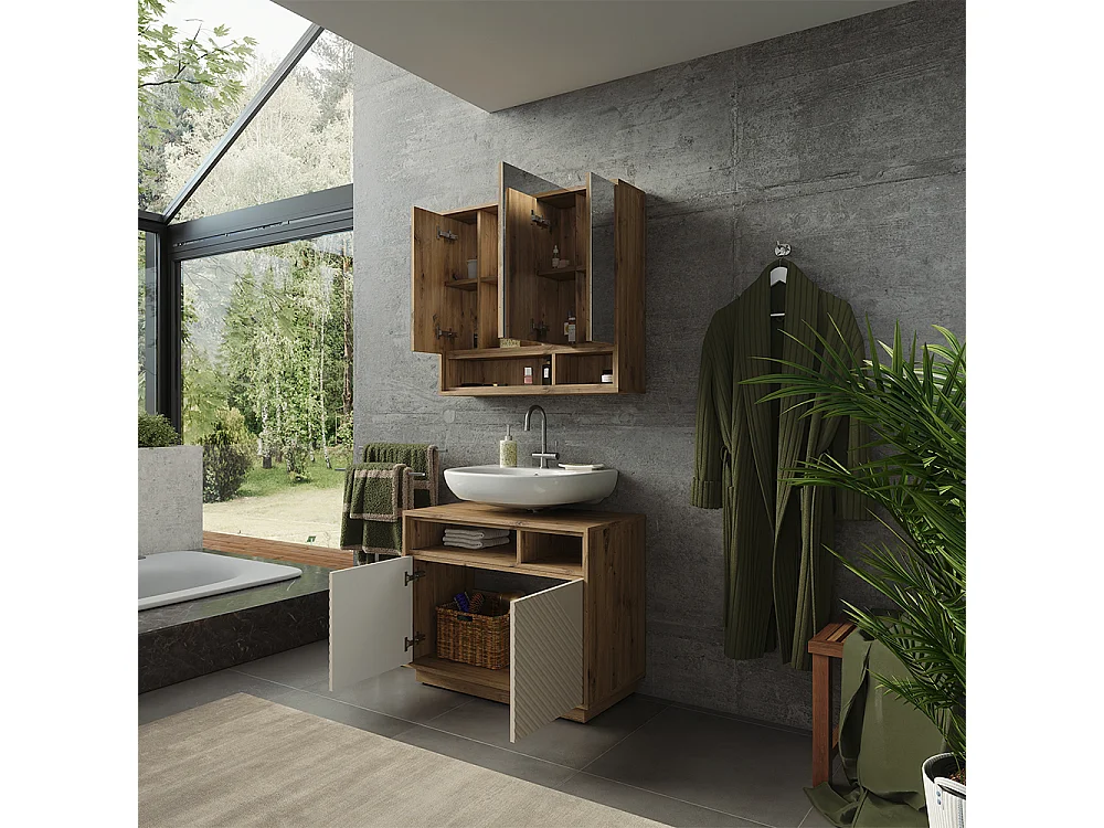 Badrumsmöbelset kaschmir/hantverks ek 80x40x64 beatrice