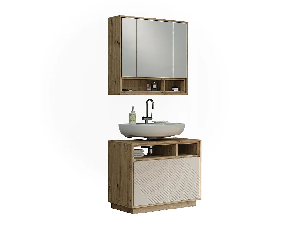 Badrumsmöbelset kaschmir/hantverks ek 80x40x64 beatrice