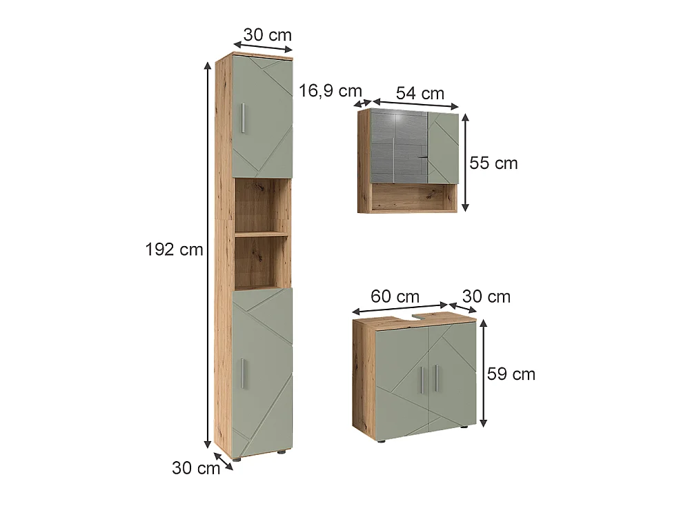 Badrumsmöbelset salvia grön 60x30x59 irma