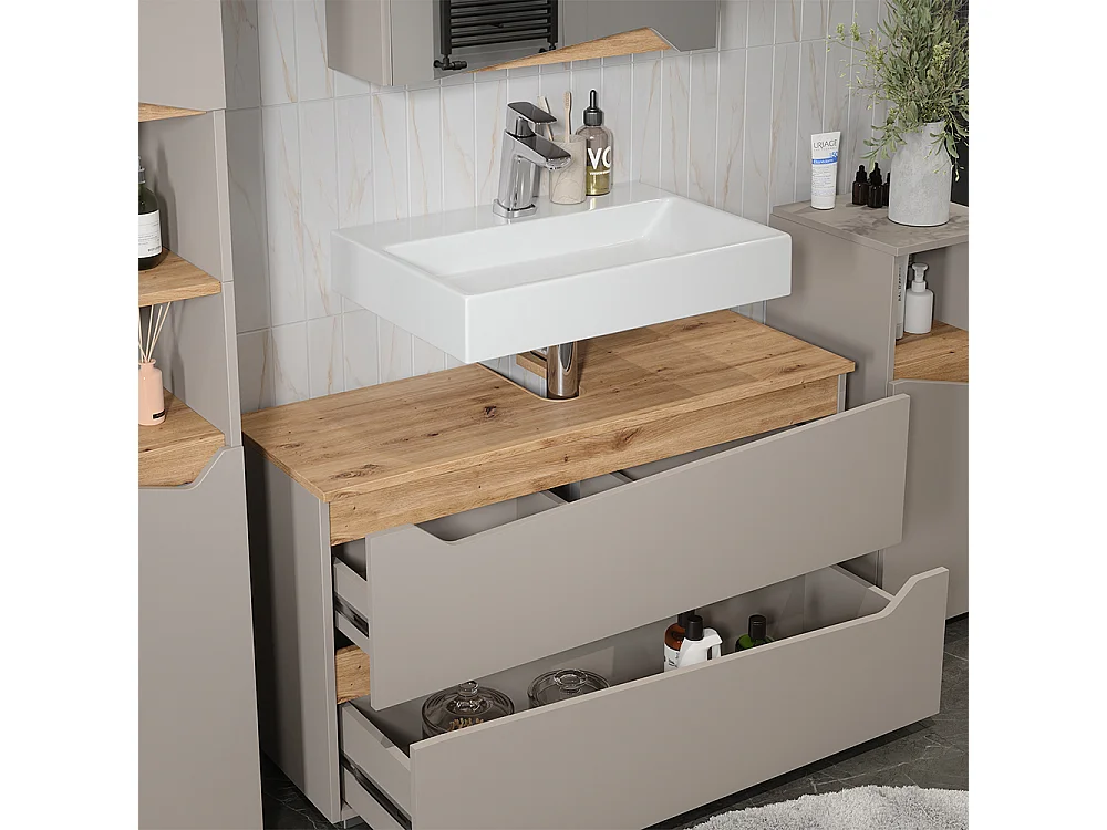 Badmöbel-Set greige/artisan-eiche 100x35x57.5 marelle
