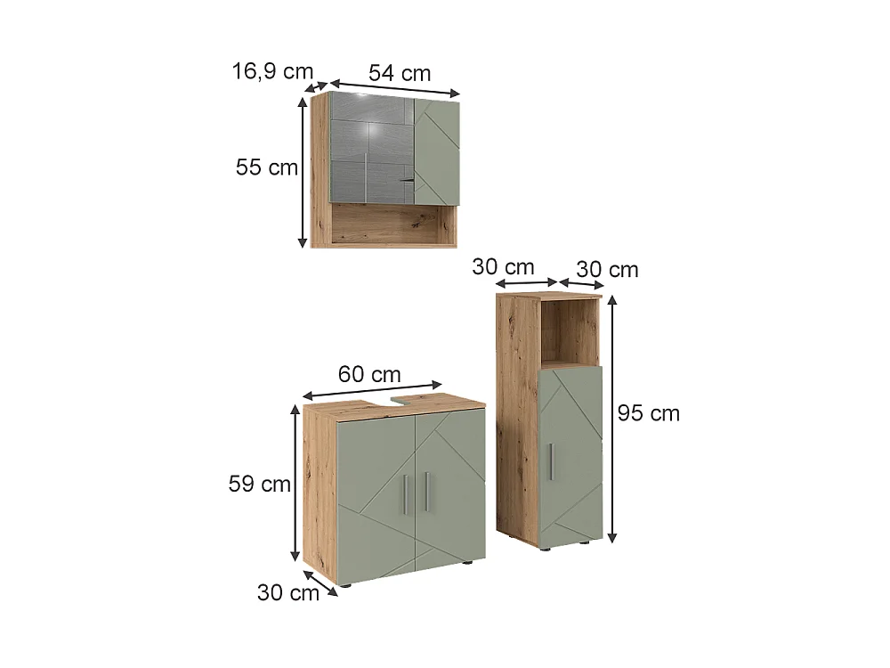 Badrumsmöbelset salvia grön 60x30x59 irma