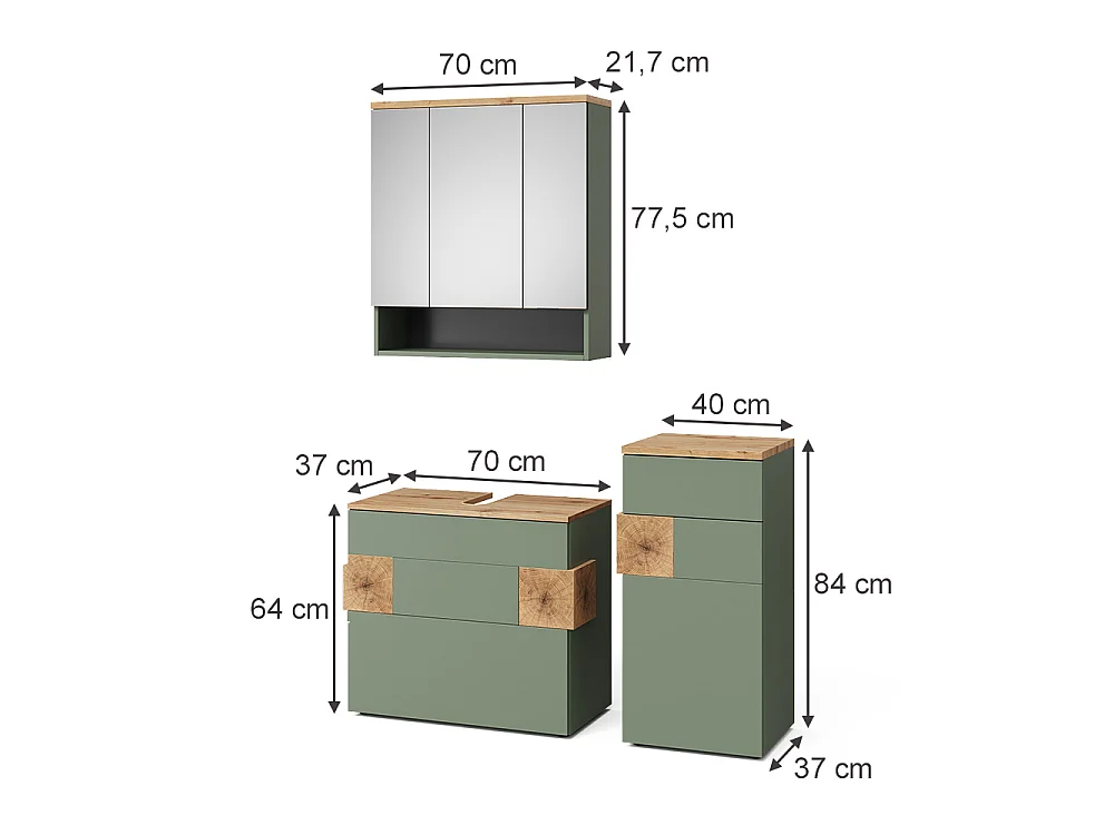 Badrumsmöbelset grön 70x37x64 eden