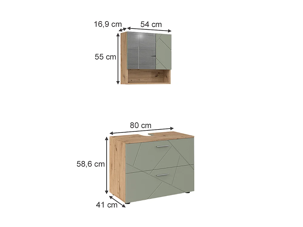 Badrumsmöbelset salvia grön 80x41x58.6 irma