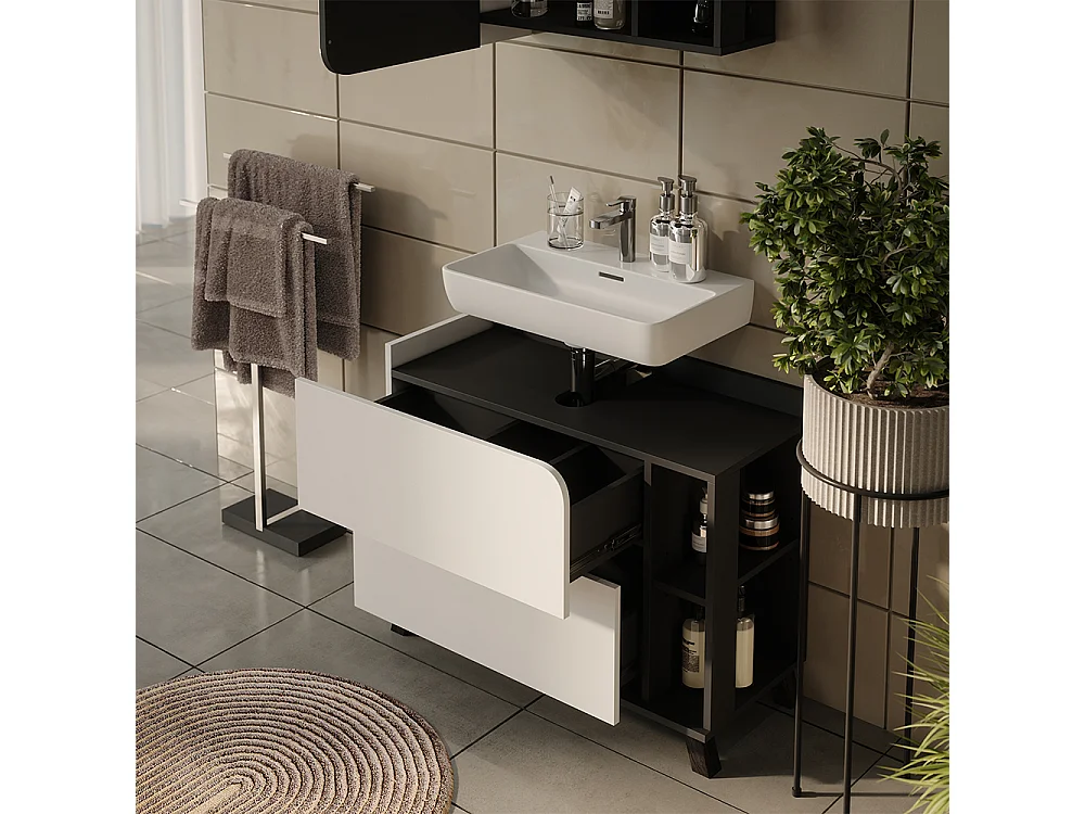Badrumsmöbelset vit/antracit 80x35x65 karen