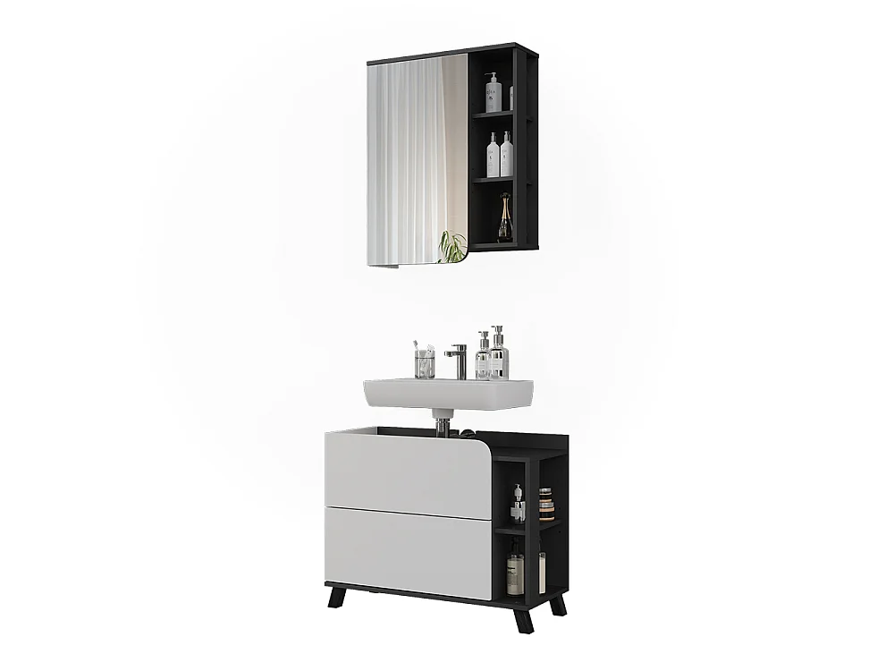 Badrumsmöbelset vit/antracit 80x35x65 karen