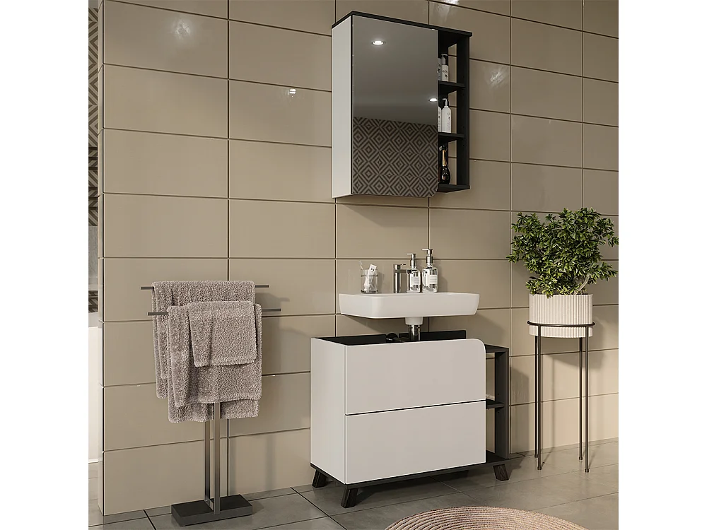 Badrumsmöbelset vit/antracit 80x35x65 karen