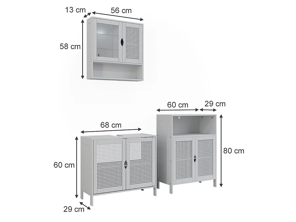 Badrumsmöbelset vit 70x29x60 liora