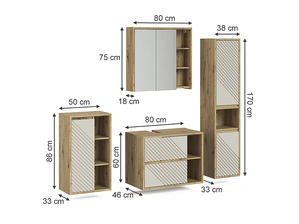 Badmöbel-Set artisan-eiche 80x46x60 viola