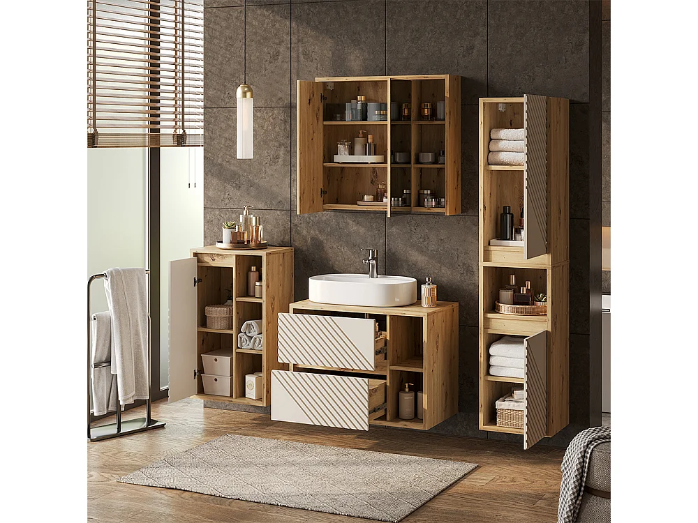 Badmöbel-Set artisan-eiche 80x46x60 viola
