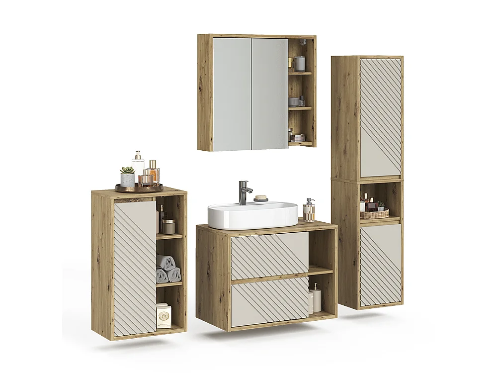 Badmöbel-Set artisan-eiche 80x46x60 viola