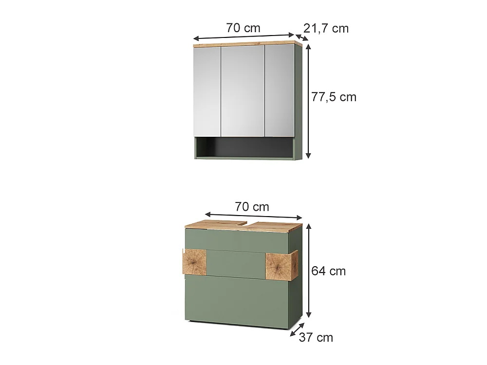Badrumsmöbelset grön 70x37x64 eden