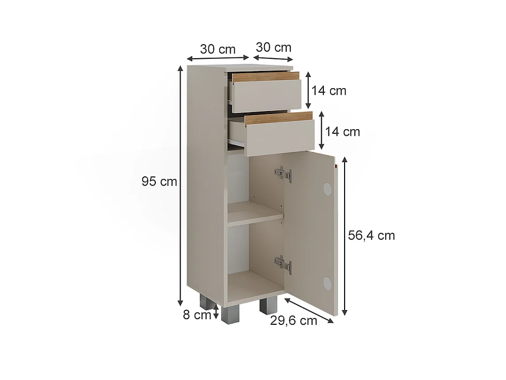 Midischrank cashmere/artisan 30x30x95 j-shape