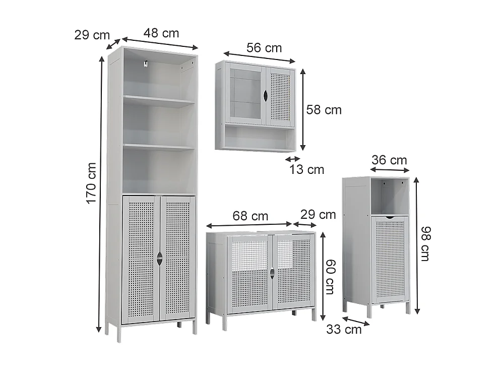 Zestaw mebli łazienkowych biały 70x29x60 liora