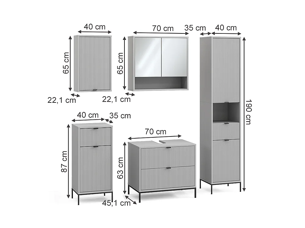 Badrumsmöbelset grå 70x45.1x63 eliza