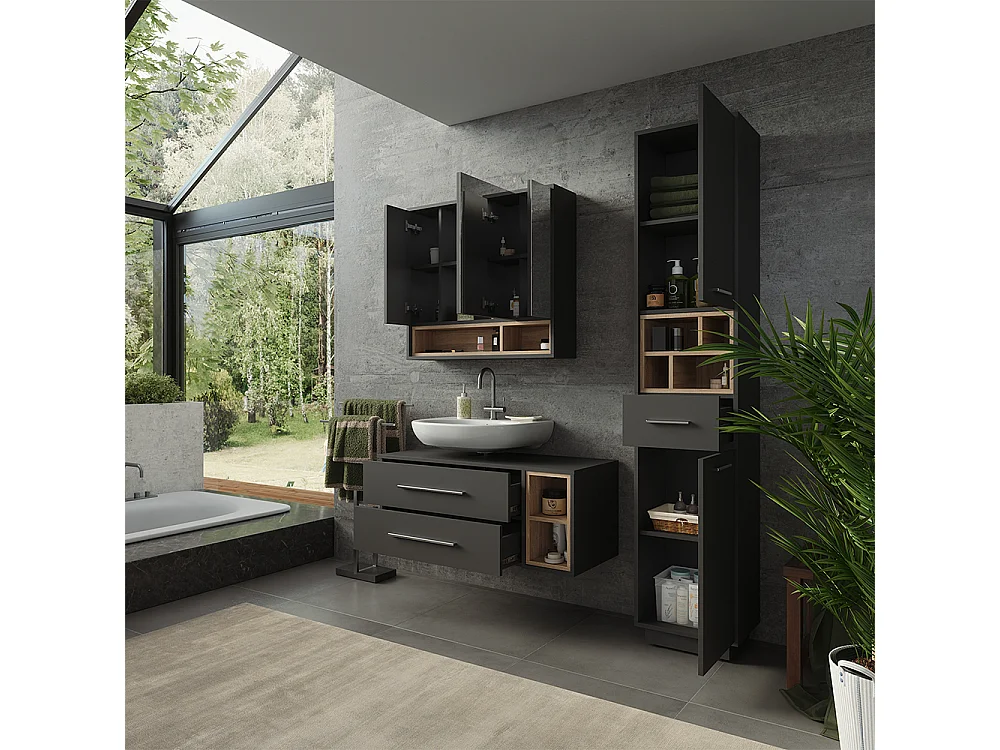Badmöbel-Set anthrazit/sonoma 100x40x40 beatrice