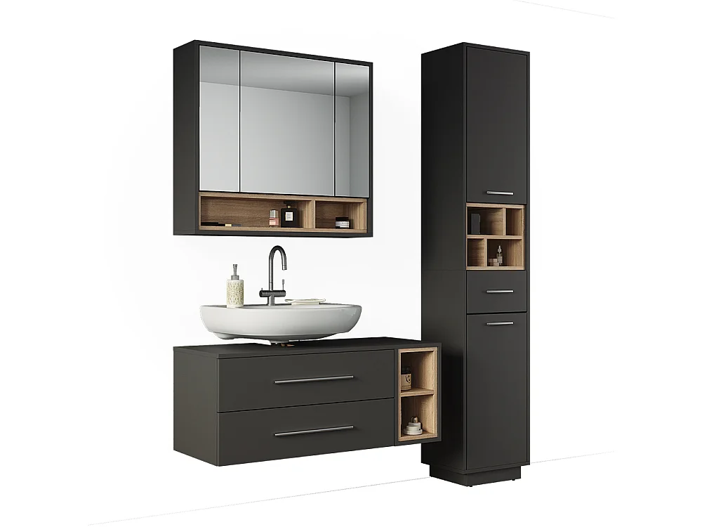 Badmöbel-Set anthrazit/sonoma 100x40x40 beatrice