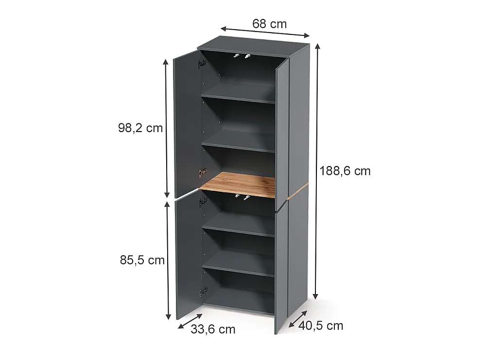Mehrzweckschrank anthrazit/goldkraft eiche 68x40.5x188.6 viktor