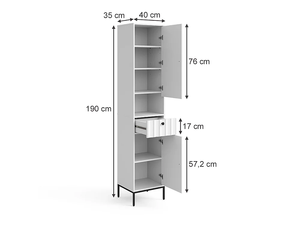 Badschrank weiß riffel 40x35x190 eliza