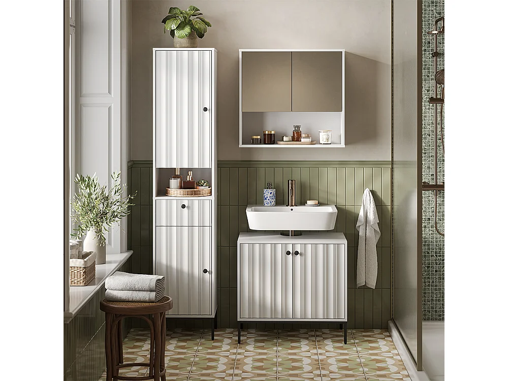 Badschrank weiß riffel 40x35x190 eliza