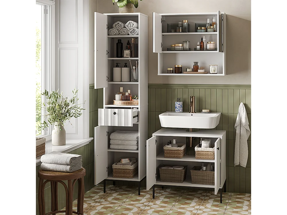 Badschrank weiß riffel 40x35x190 eliza