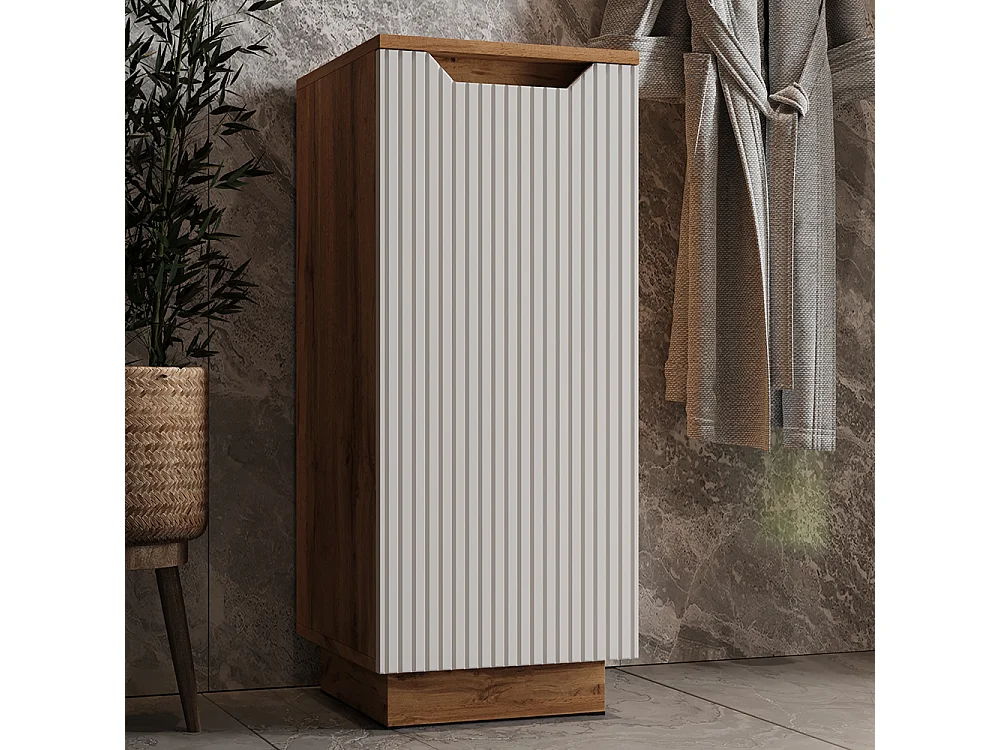 Midischrank eiche/weiß gestreift 33.4x35x81.9 lotta