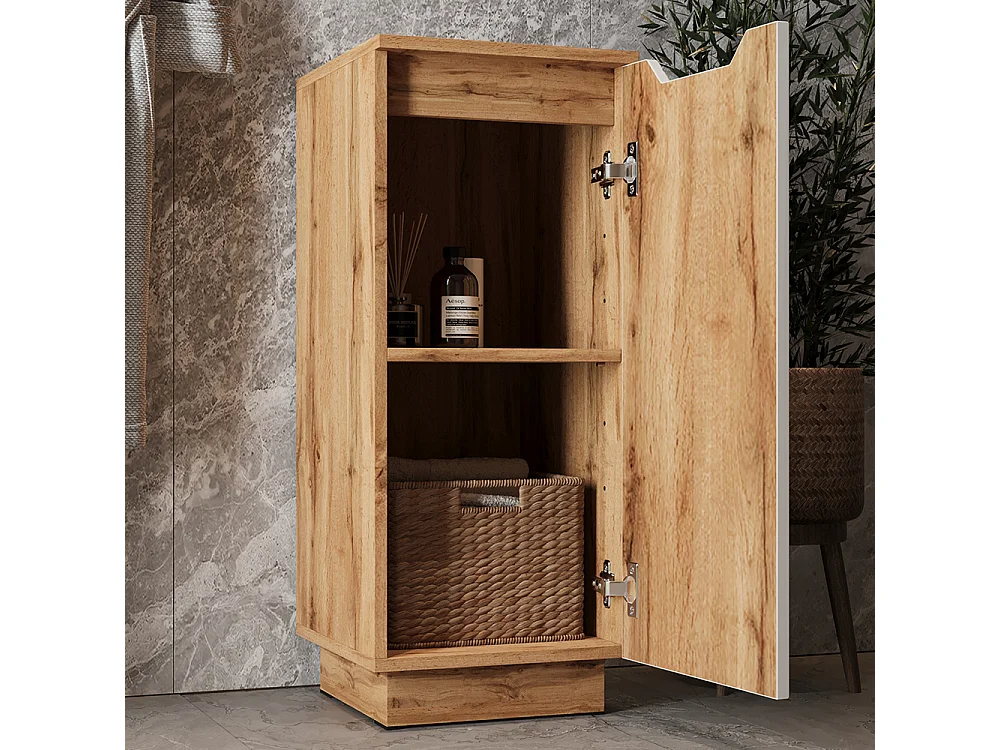 Midischrank eiche/weiß gestreift 33.4x35x81.9 lotta