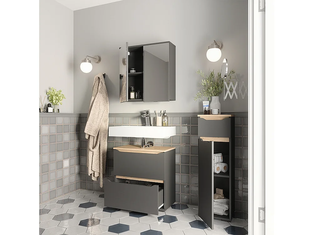 Badmöbel-Set anthrazit/artisan-eiche 60.2x20x62 ruben