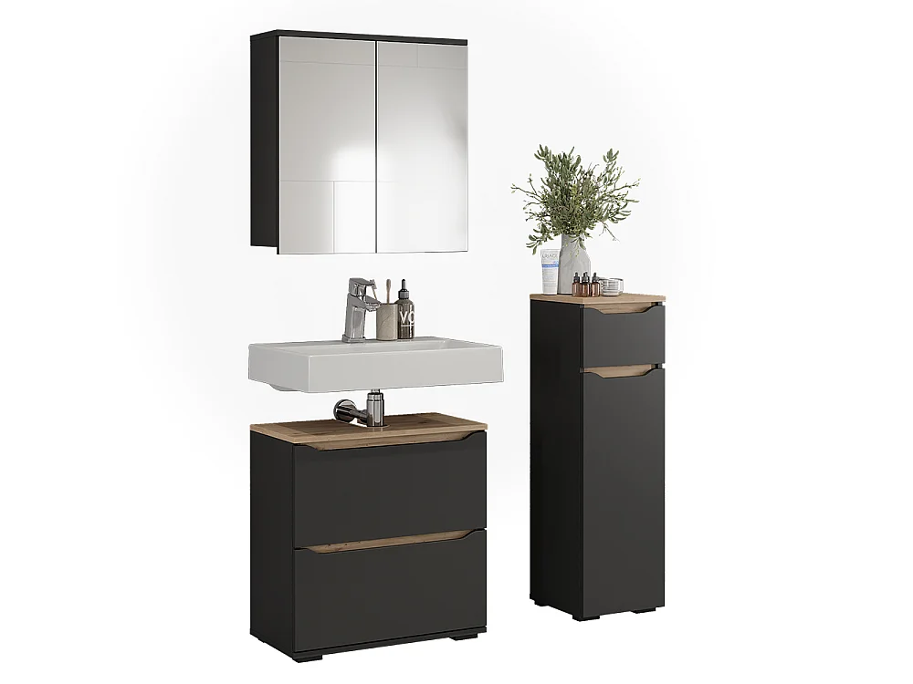 Badmöbel-Set anthrazit/artisan-eiche 60.2x20x62 ruben