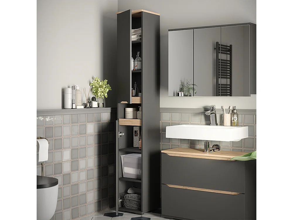 Hochschrank anthrazit/artisan-eiche 30.2x31.8x192.5 ruben