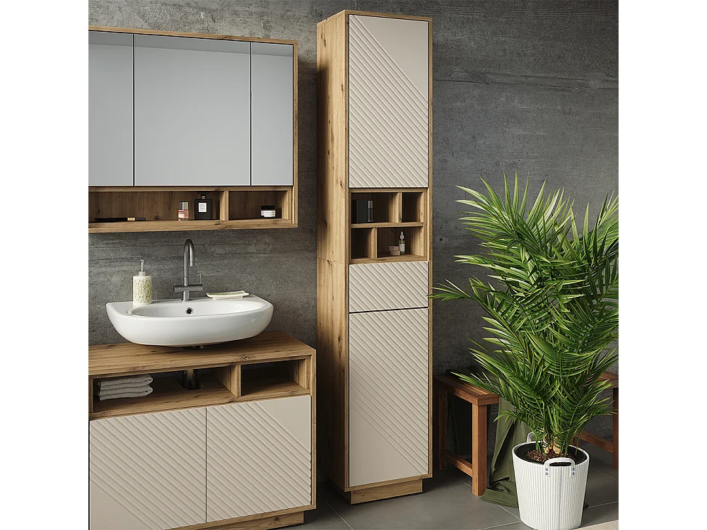 Hochschrank cashmere/artisan-eiche 38x30x190 beatrice