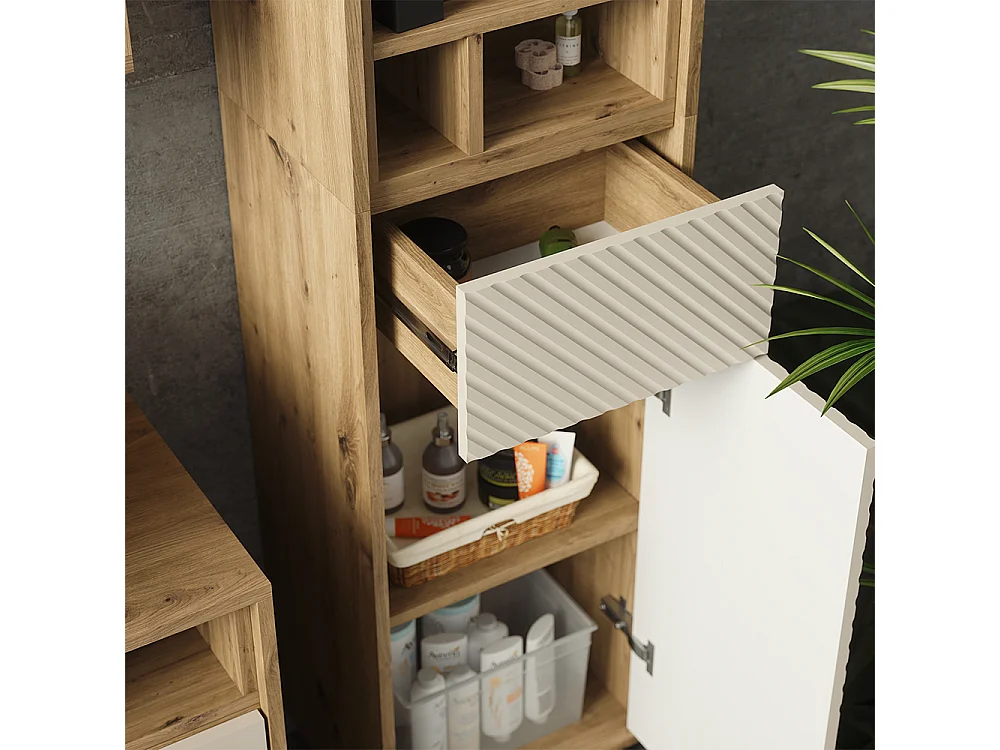 Hochschrank cashmere/artisan-eiche 38x30x190 beatrice