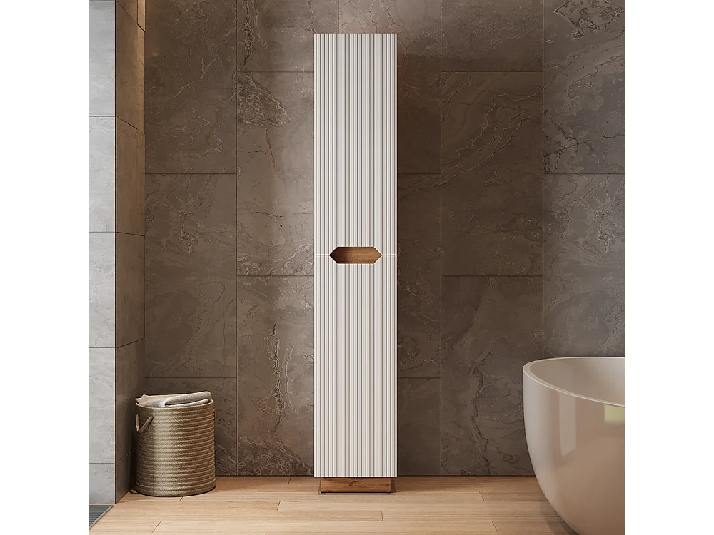 Badschrank eiche/weiß gestreift 33x35x186 lotta