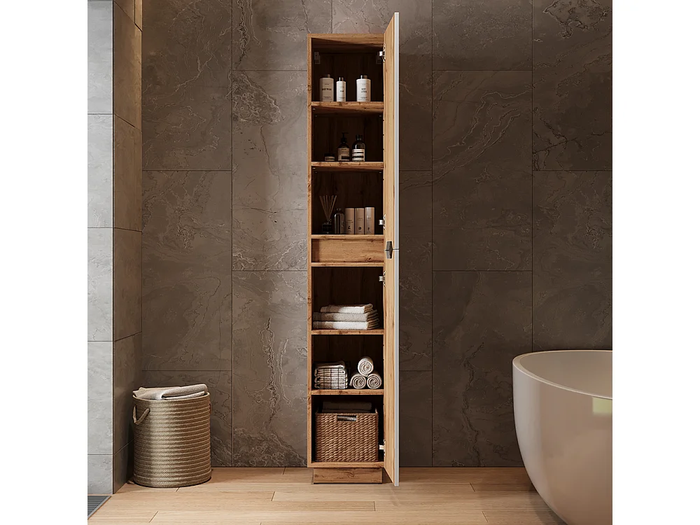 Badschrank eiche/weiß gestreift 33x35x186 lotta