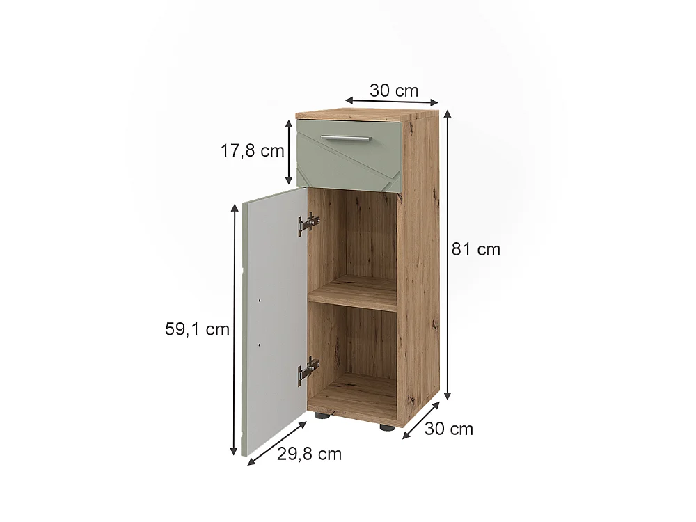 Midischrank salbeigrün 30x30x81 irma
