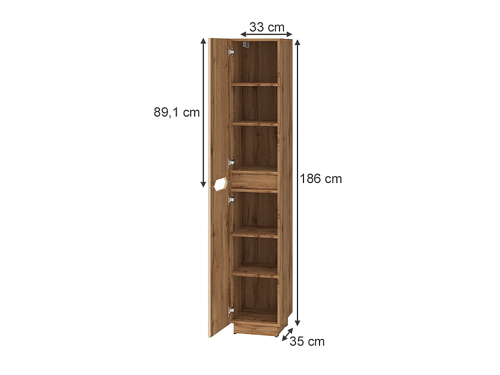 Badschrank eiche/kaschmir gestreift 33x35x186 lotta