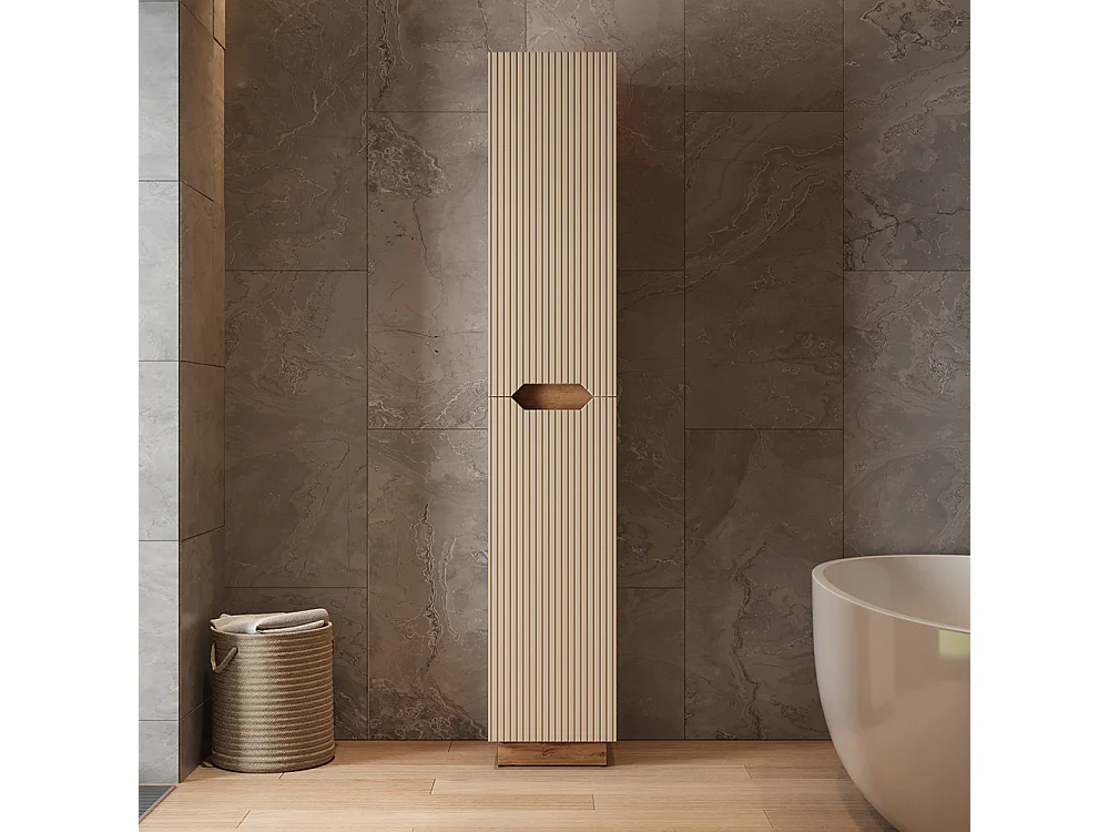 Badschrank eiche/kaschmir gestreift 33x35x186 lotta