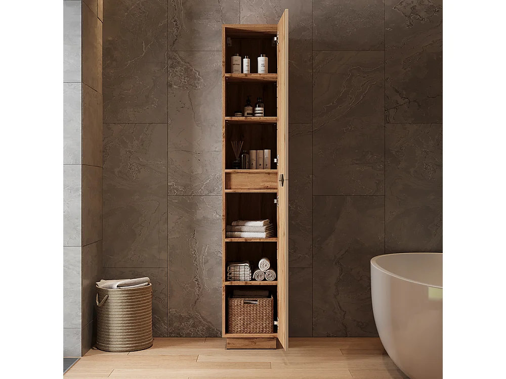 Badschrank eiche/kaschmir gestreift 33x35x186 lotta
