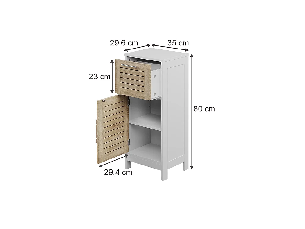 Midischrank weiß/eiche 35x29.6x80 looma