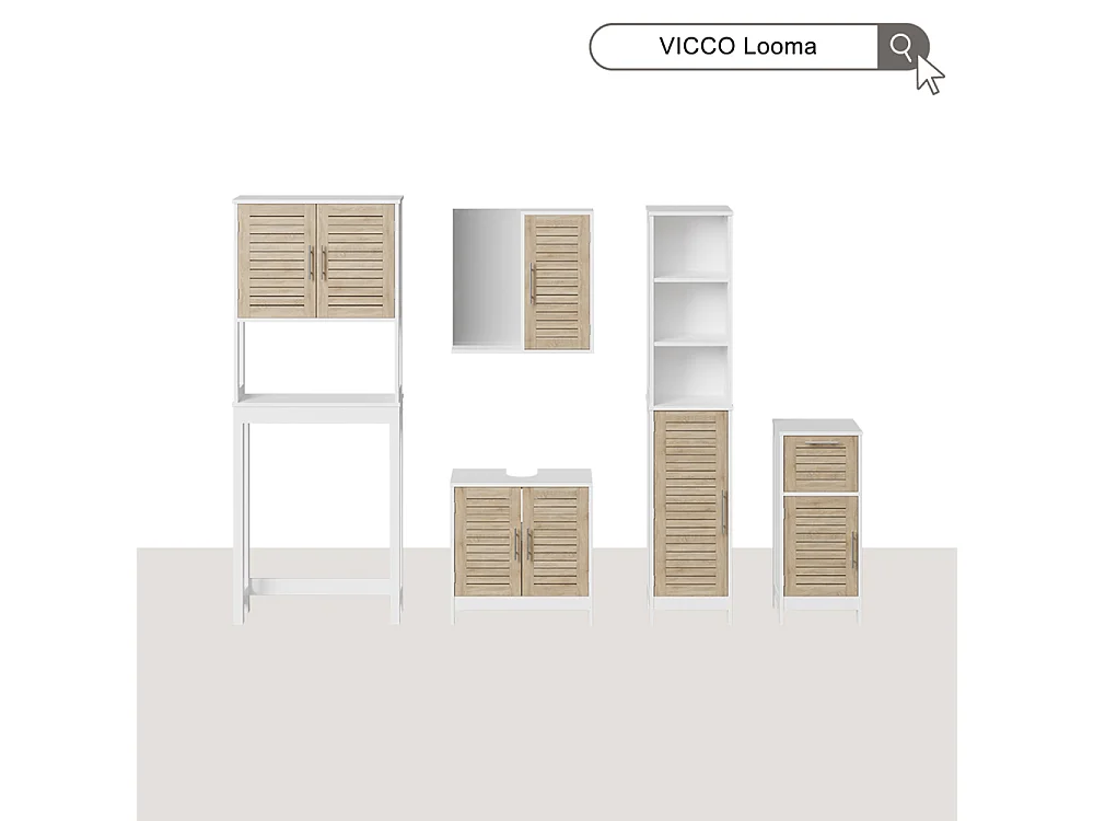 Midischrank weiß/eiche 35x29.6x80 looma