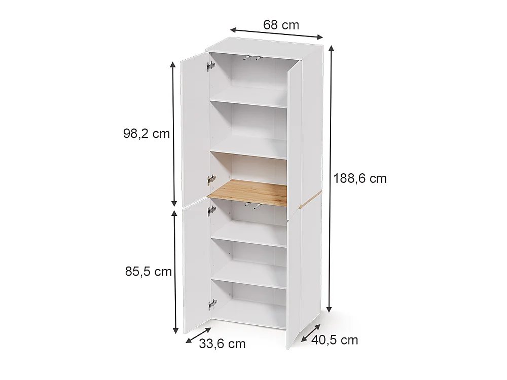 Mehrzweckschrank weiß/artisan-eiche 68x40.5x188.6 viktor