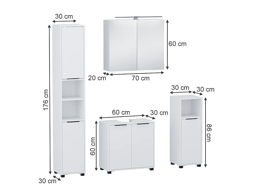 Badmöbel-Set weiß 60x30x60 alina