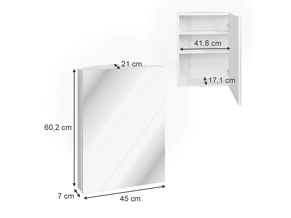 Badkamerspiegelkast wit 45x21x60.2 anka