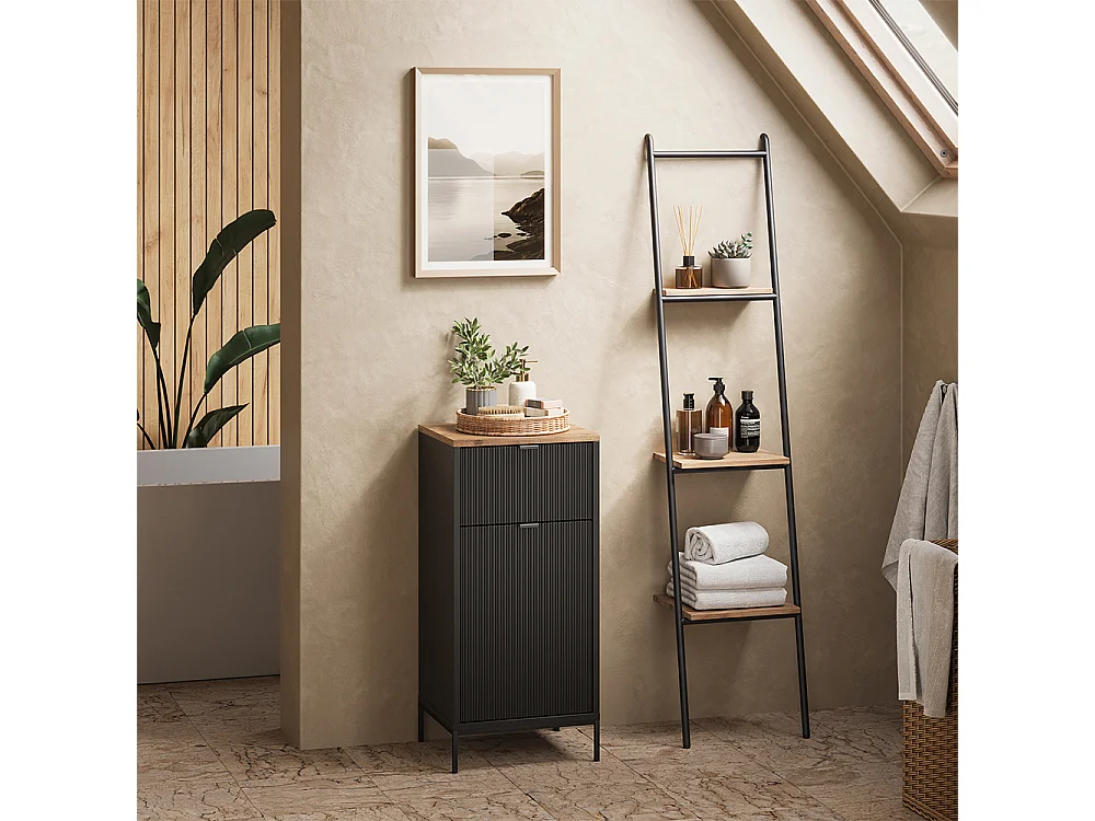 Midischrank schwarz/viking oak 40x35x87 eliza