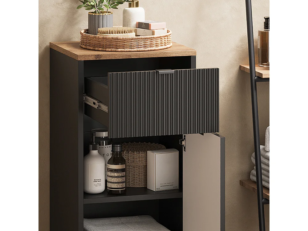 Midischrank schwarz/viking oak 40x35x87 eliza