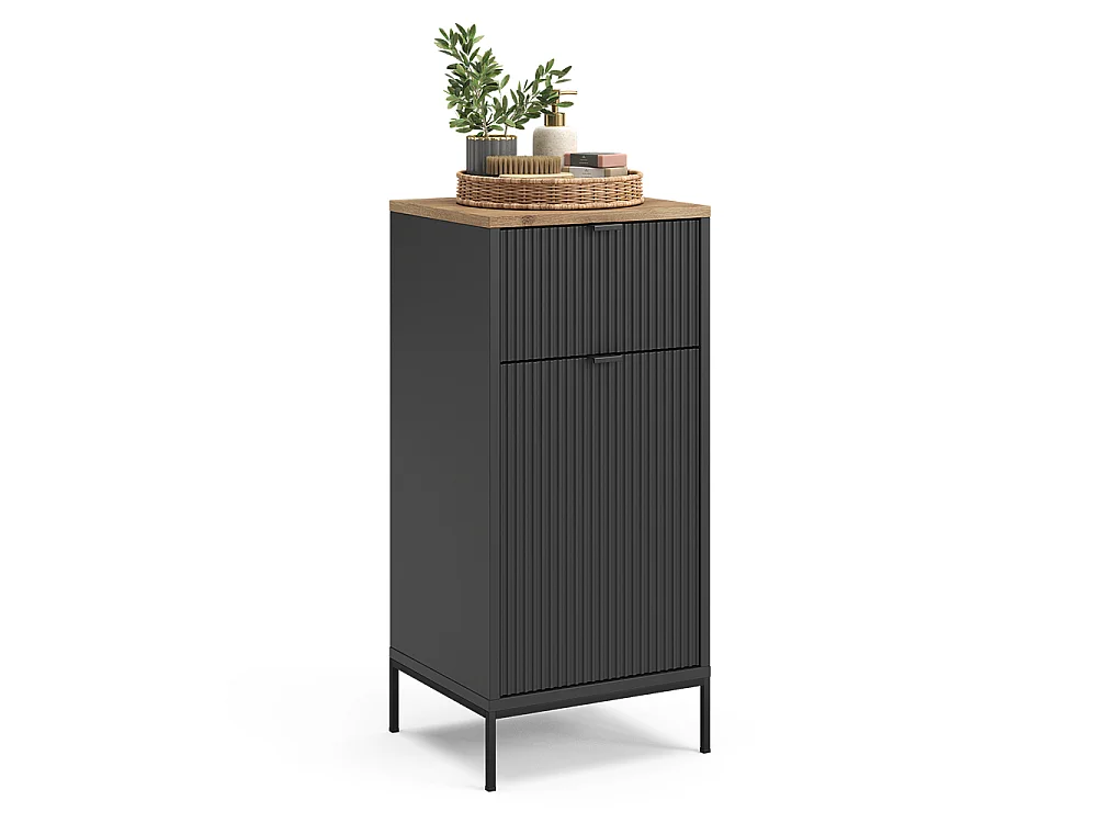Midischrank schwarz/viking oak 40x35x87 eliza