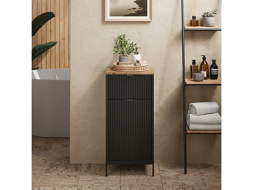 Midischrank schwarz/viking oak 40x35x87 eliza