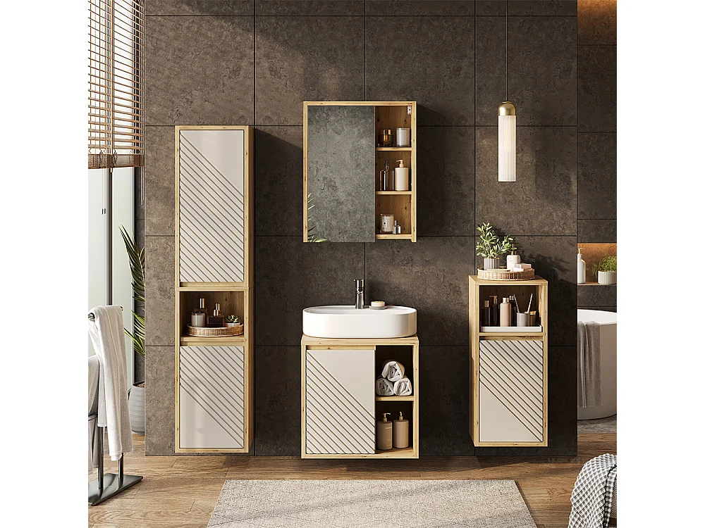 Midischrank artisan-eiche/cashmere 37.8x33x80 viola