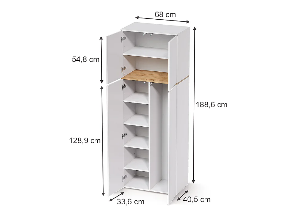 Mehrzweckschrank weiß/artisan-eiche 68x40.5x188.6 viktor