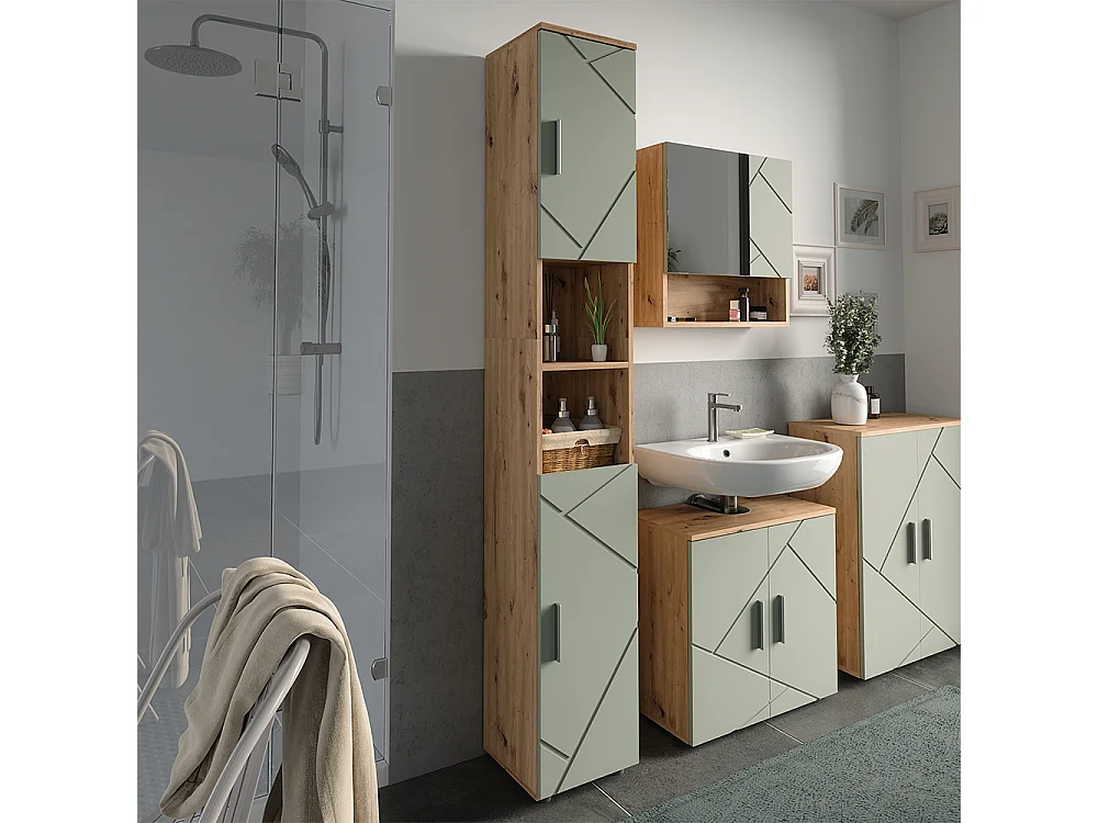 Badschrank salbeigrün 30x30x192 irma