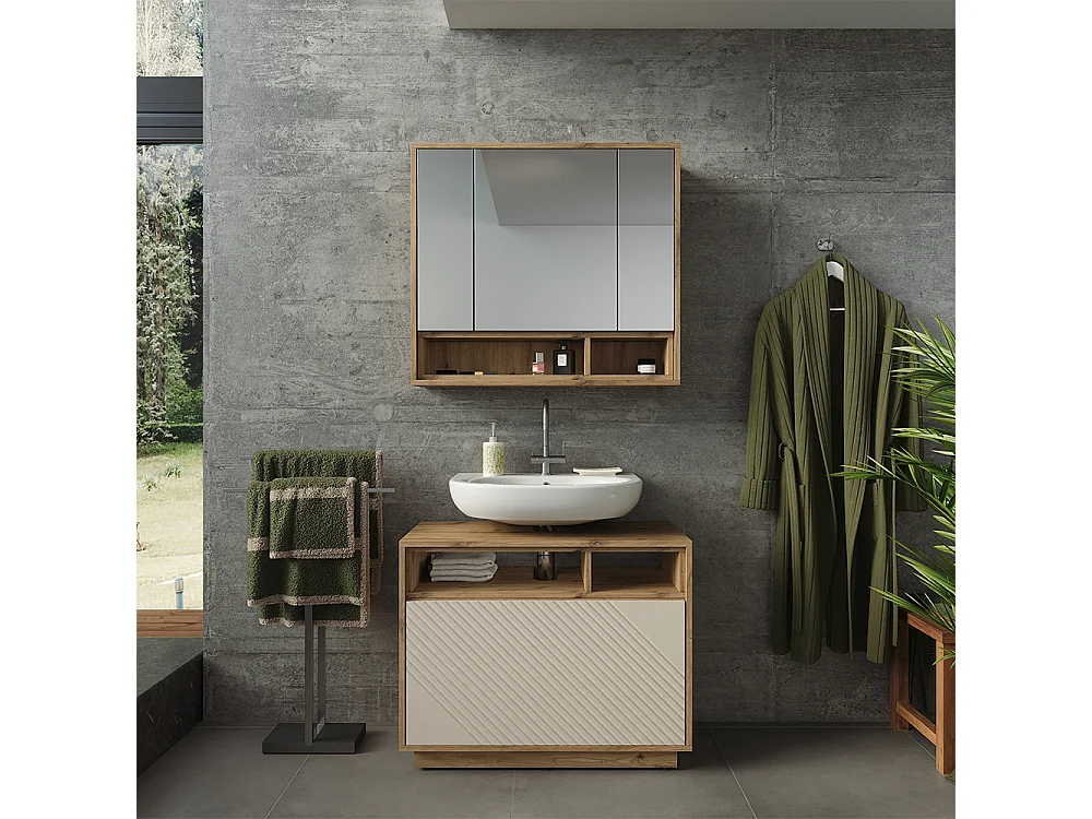Badrumsmöbelset kaschmir/hantverks ek 80x40x64 beatrice